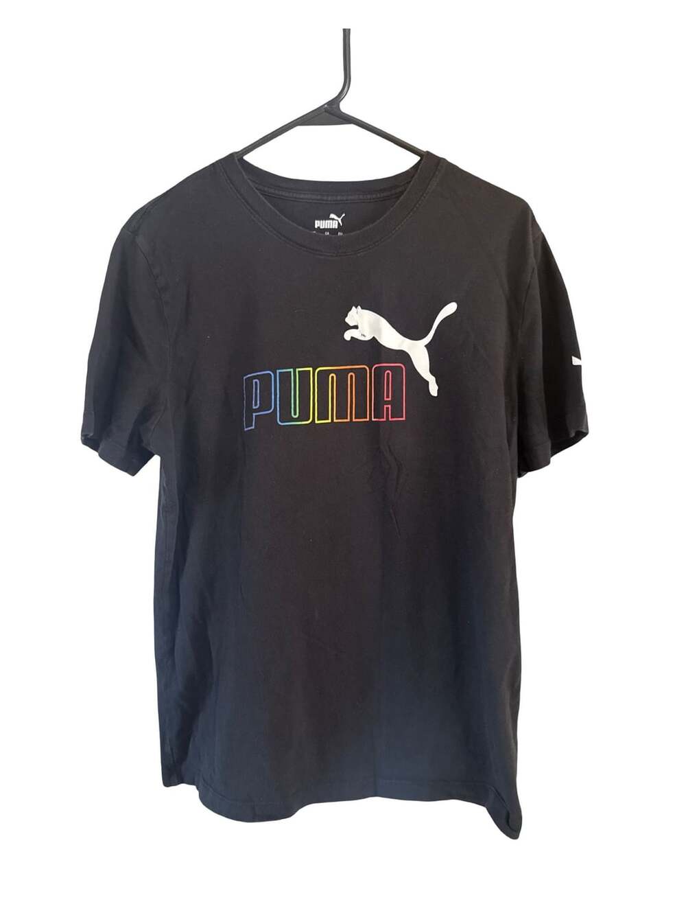 Puma Black T-Shirt with Rainbow Logo